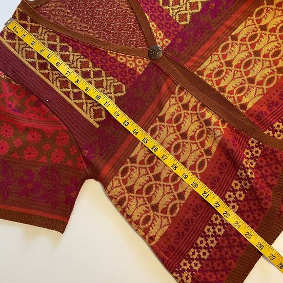 Coldwater Creek Single Button Cardigan Womens Large Rust Berry & Camel Sweater - Picture 7 of 7